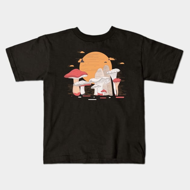 Magic Mushrooms Kids T-Shirt by ManulaCo